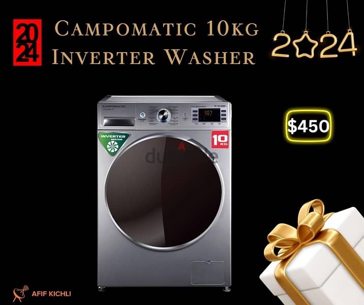 Campomatic 10kg Inverter Washer كفالة سنة 0