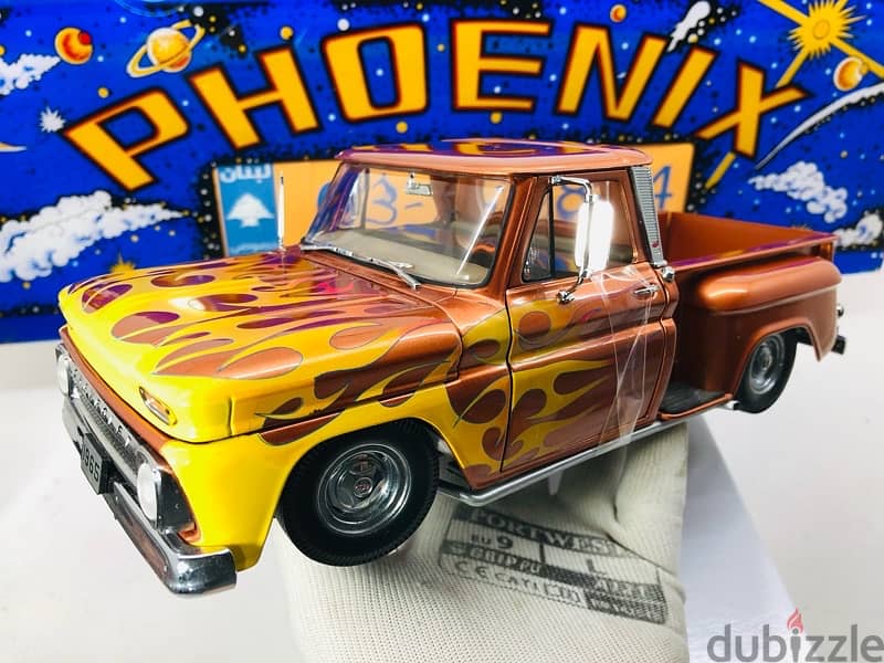 1/18 diecast Chevrolet C-10 1965 Lowrider Pickup Metallic ORANGE 4