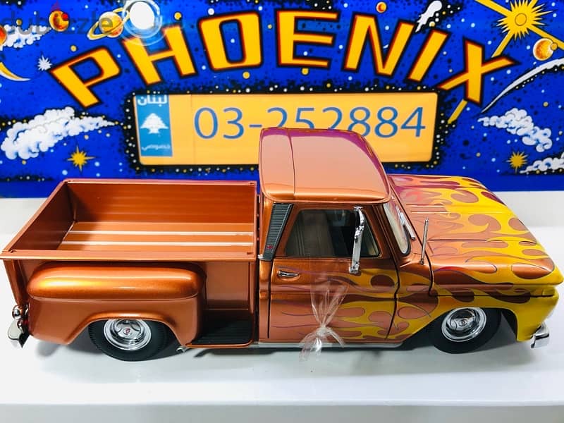 1/18 diecast Chevrolet C-10 1965 Lowrider Pickup Metallic ORANGE 11