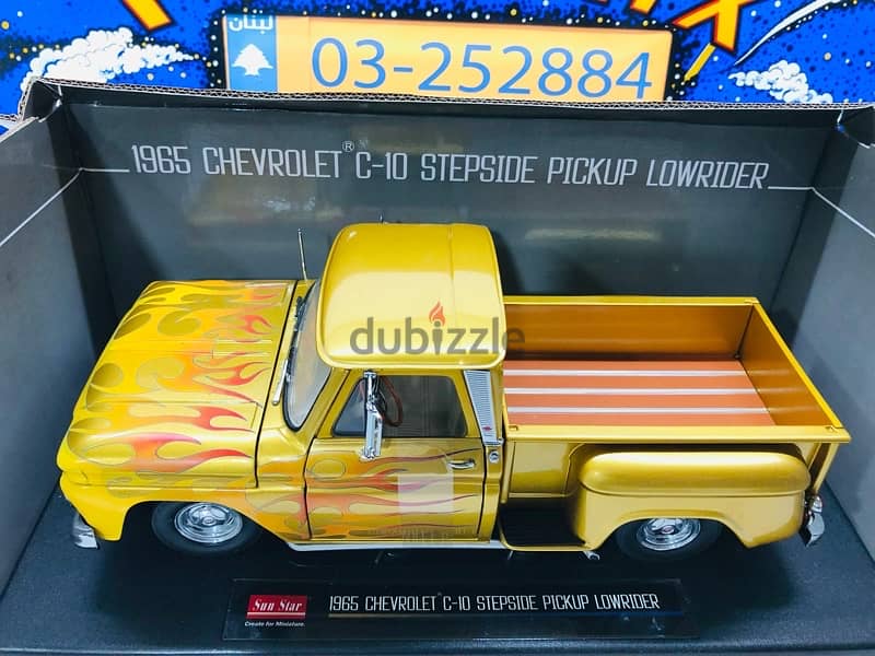 1/18 diecast Chevrolet C-10 1965 Pickup Lowrider Metallic YELLOW 3