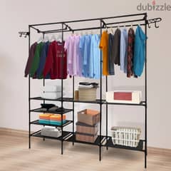 3-Section Clothes Rack With Shoes Stand and Coat Hanger 0