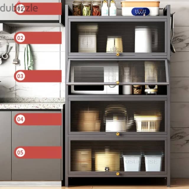 5-Layer Kitchen Cabinet, Metal Storage Shelving Rack 4
