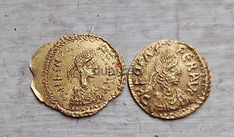 Set of Two Eastern Roman Gold Tremissis Emperor Focus 601 AD 1