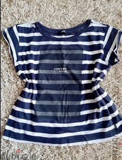 stripped white and navy blue shirt for women 0