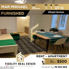 Furnished apartment for rent in Mar Mikhayel GY16 0