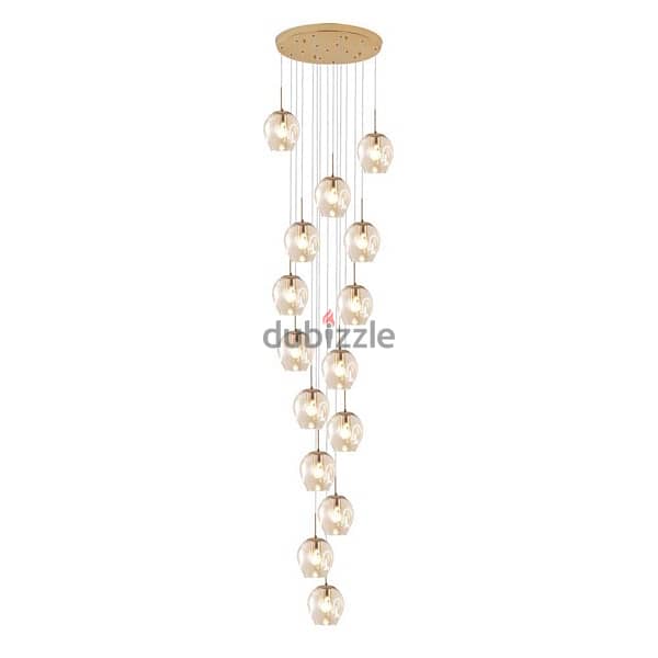 Glass Ball 15-Lights Raindrop Staircase Chandelier,220Cm 0