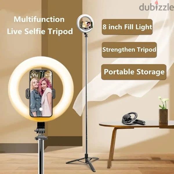 Q05s Selfie Stick Tripod + Ring Light + Bluetooth Remote Control 2