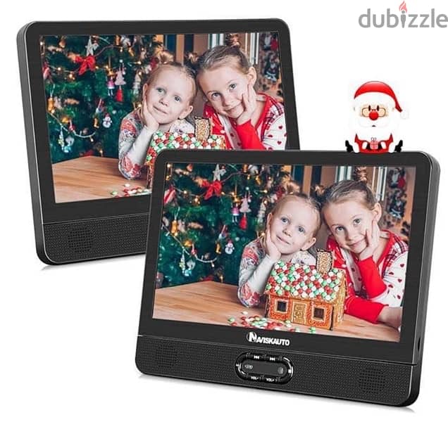 NAVISKAUTO 12" Portable Dual Screen DVD Player for Car 0