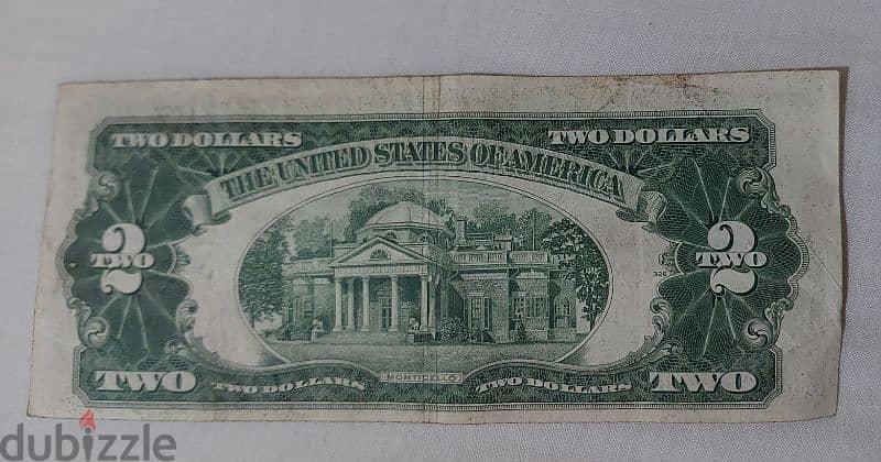 Red Seal USA  Two Dollar year 1928 Banknote of President Jefferson 1