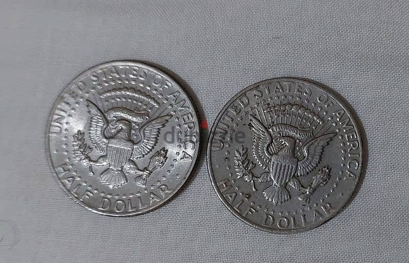 set of Two coins Half Dollars USA  Memorial Kennedy year 1971,1972 1
