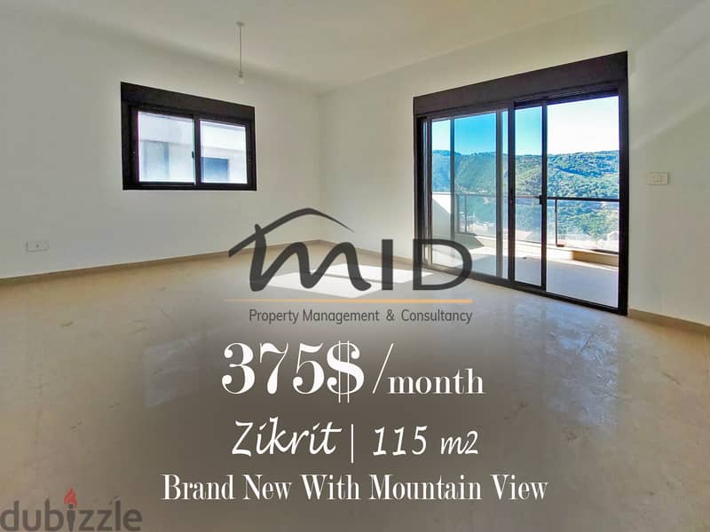 Zikrit | Brand New 115m² | 3 Balconies | Mountain View | 2 Parking 1
