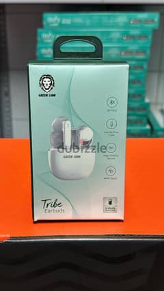 Green lion tribe earbuds white