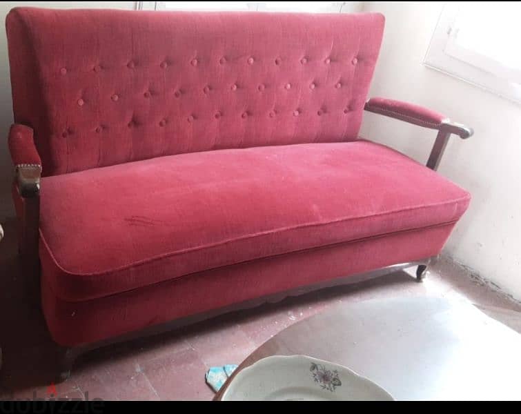 Salon Antique 3 pieces 5 seats velour 0