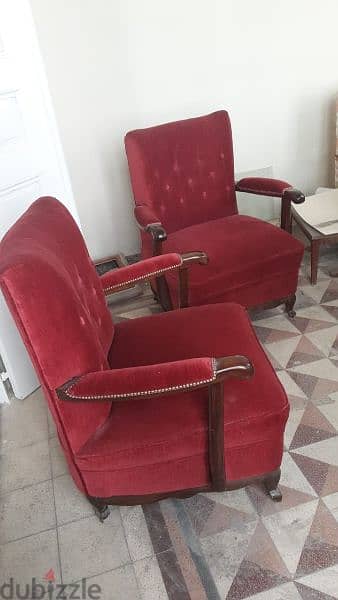 Salon Antique 3 pieces 5 seats velour 1