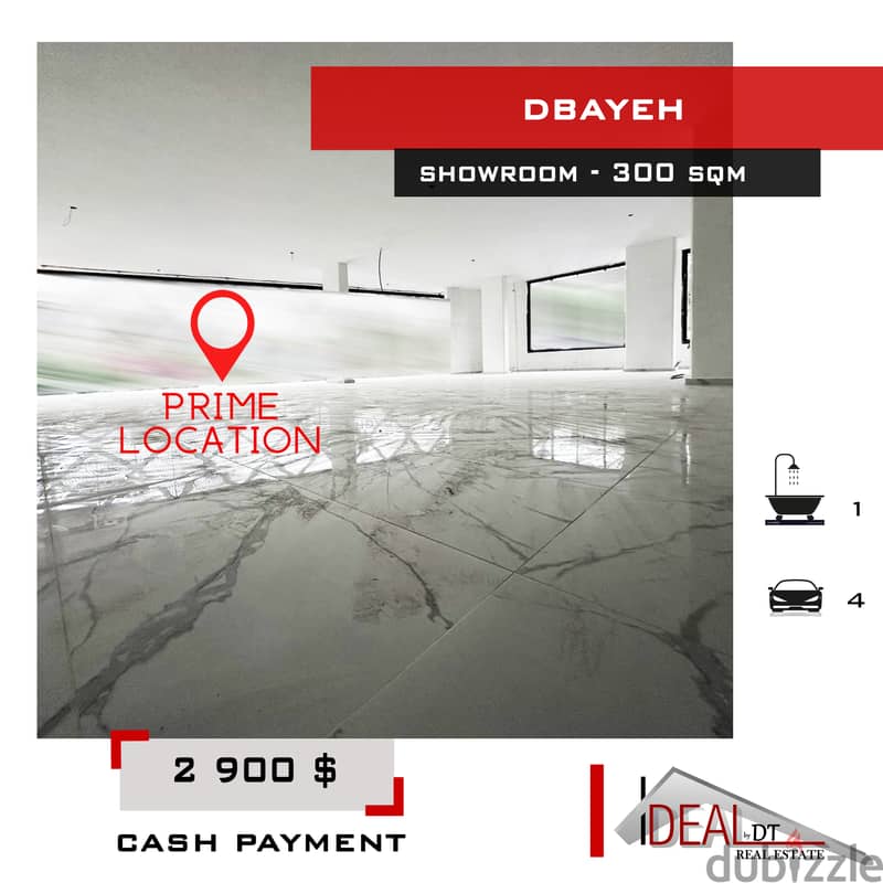 Showroom for rent in Dbayeh 300 sqm Prime Location! ref#ea15335 0
