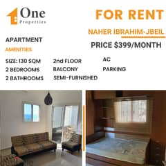 SEMI-FURNISHED Apartment for RENT,in NAHER IBRAHIM /JBEIL, SEA VIEW