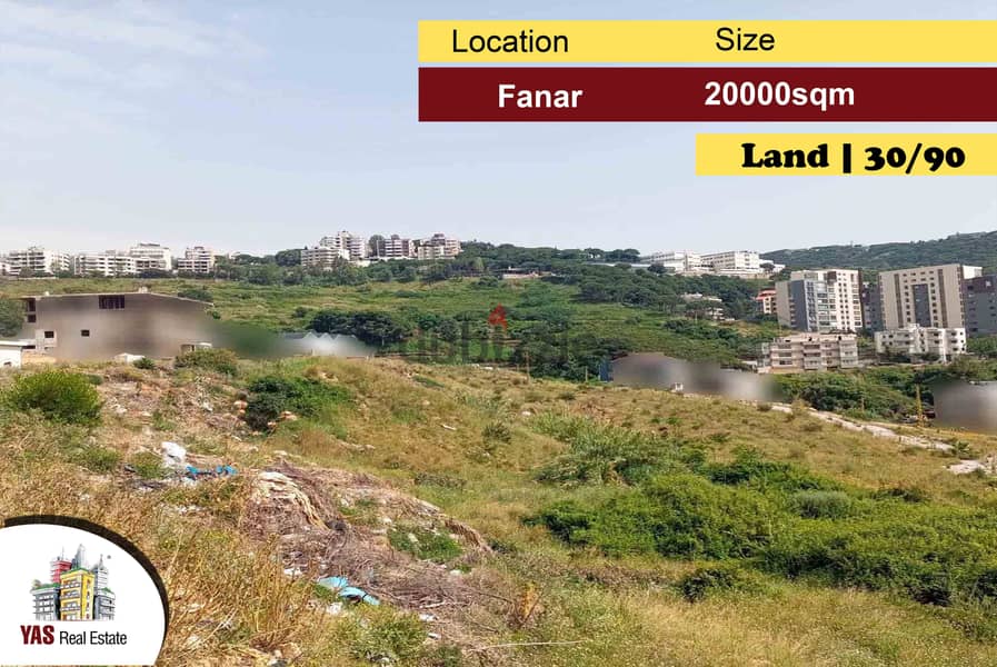 Fanar 20000m2 | Land | zone 30/90 | Prime location | Amazing view | PA 0