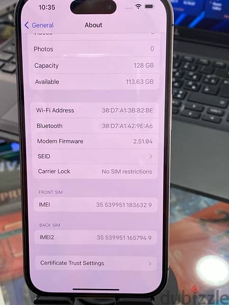 iphone 14 pro 128gb purple 2 sim battery 91% 2
