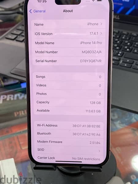 iphone 14 pro 128gb purple 2 sim battery 91% 3