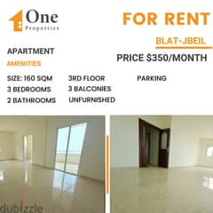 Brand new Apartment for RENT,in BLAT/JBEIL, with a great sea view.