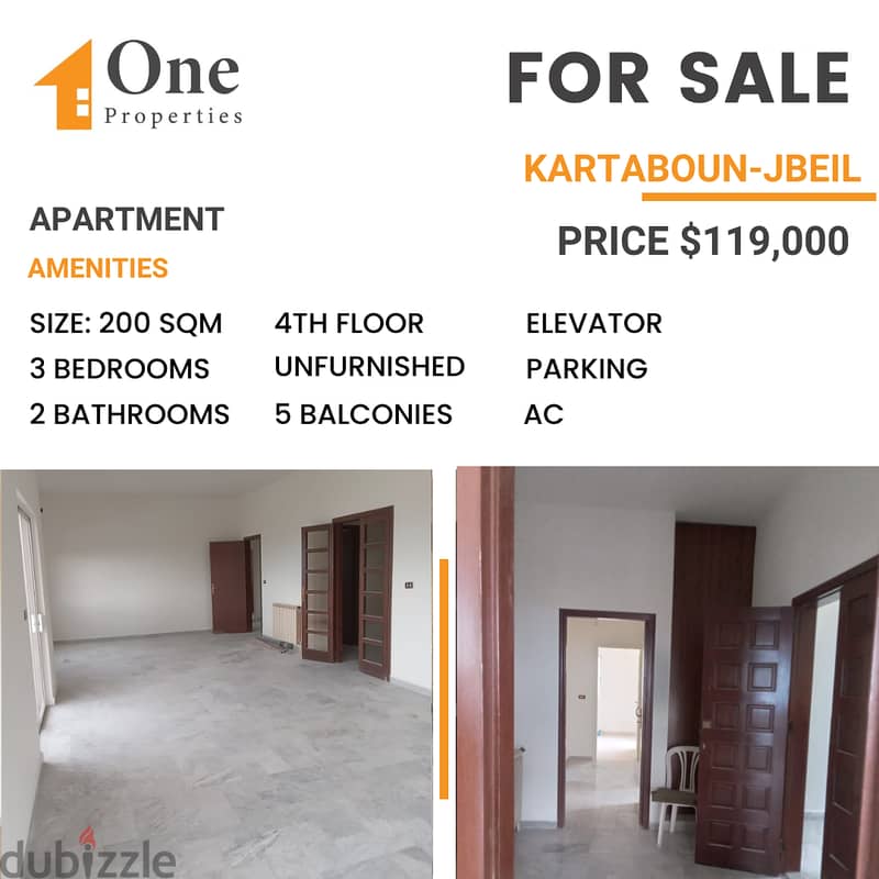 APARTMENT for SALE, in KARTABOUN / JBEIL, with a great sea view. 0