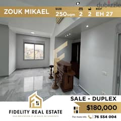 Duplex apartment for sale in Zouk Mikael EH27