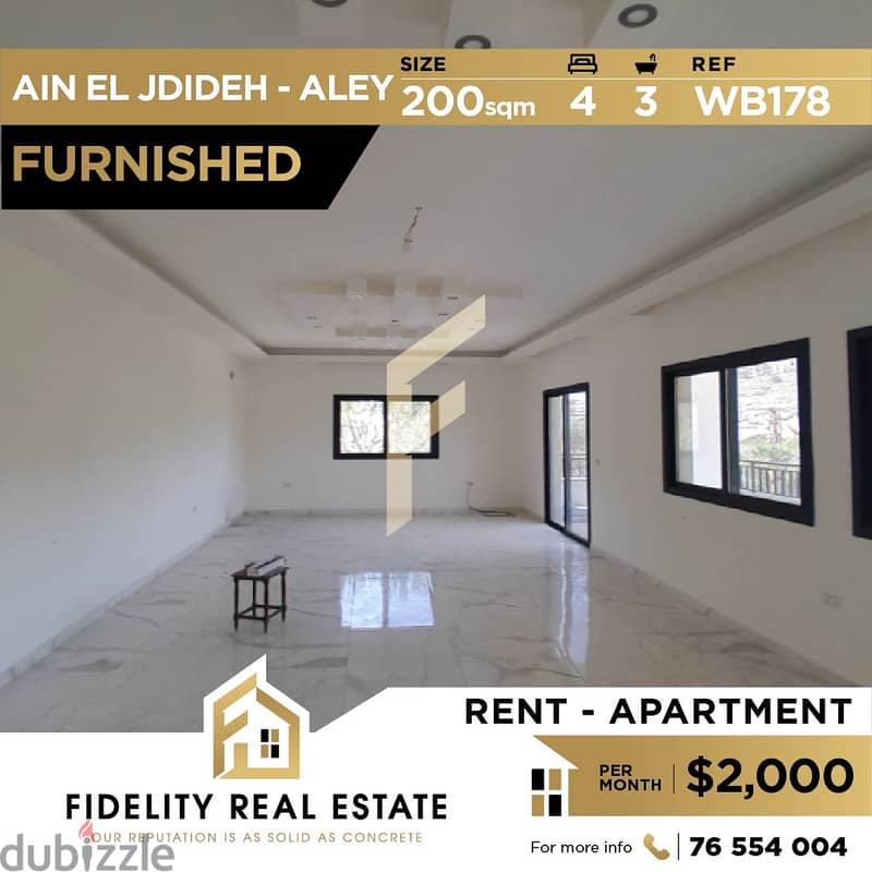 Apartment for rent in Aley Ain Jdideh - Furnished WB178 0