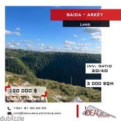 Land for sale in Saida Arkey 3000 sqm ref#jj26085