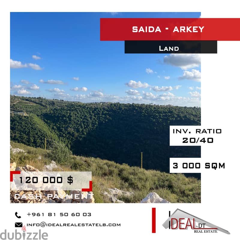 Land for sale in Saida Arkey 3000 sqm ref#jj26085 0