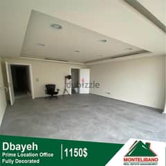 1150$ Cash/Month!! Office For Rent In Dbayeh!! Prime Location!!