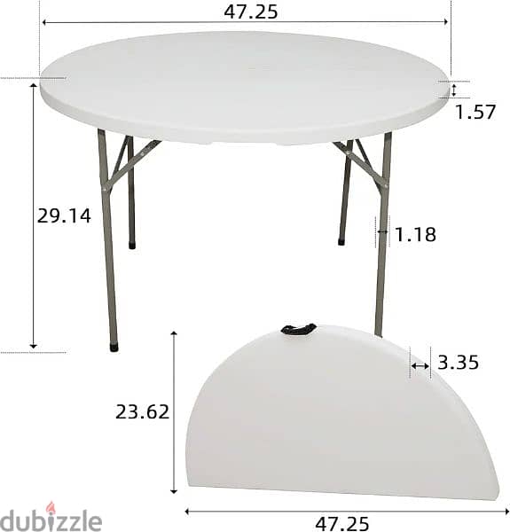 Indoor/Outdoor Heavy Duty Round Folding Table 122 x 74 cm 1