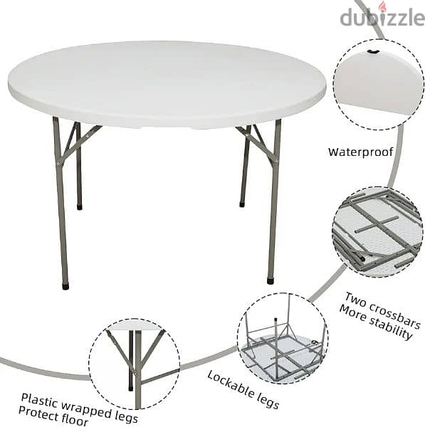 Indoor/Outdoor Heavy Duty Round Folding Table 122 x 74 cm 2