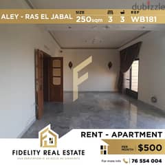 Apartment for rent in Aley Ras el Jabal WB181 0