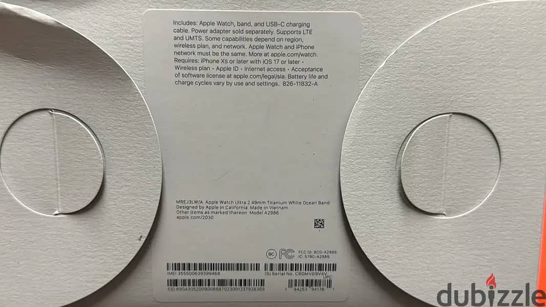 Apple watch ultra 2 49mm Titanium White Ocean band MREJ3 exclusive & n 1