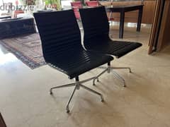 Pair of black leather office chair 0