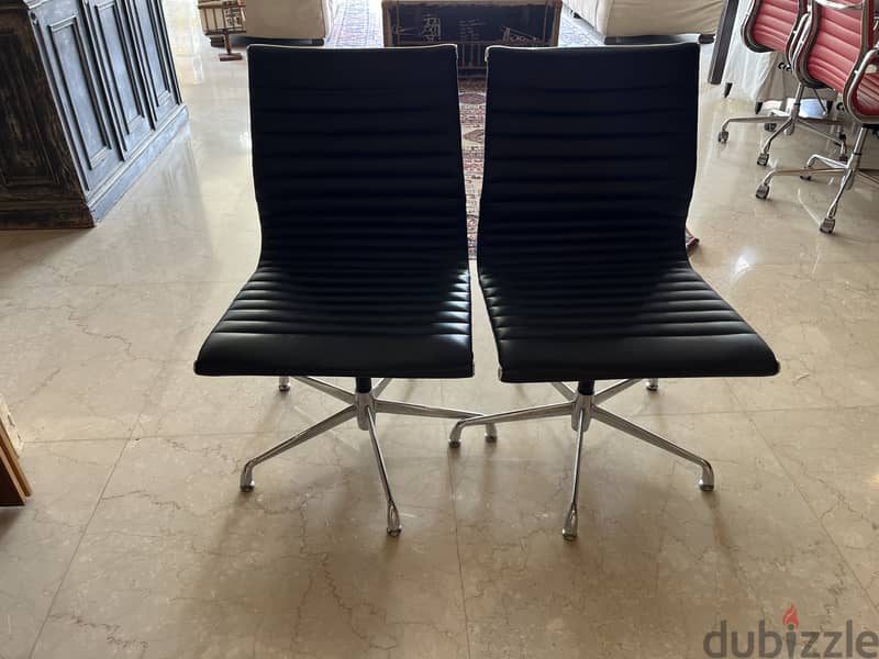 Pair of black leather office chair 2