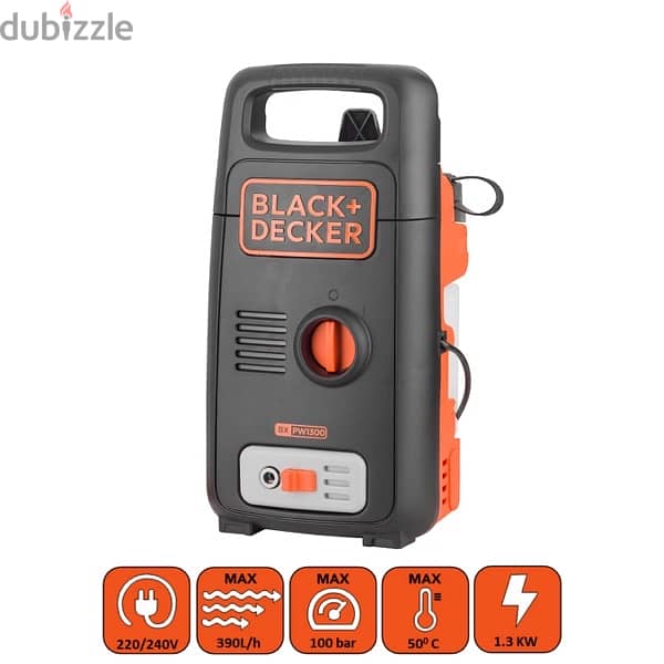 BLACK+DECKER BXPW1300E Pressure Washer, 100 Bar PSI, 1300 W 0