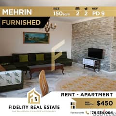 Furnished apartment for rent in Mehrin Jbeil PD9