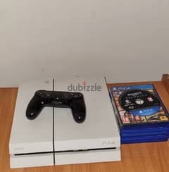 White ps4 with 1 original controller and 6 games