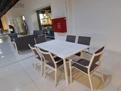 set of aluminum table and 6 chairs