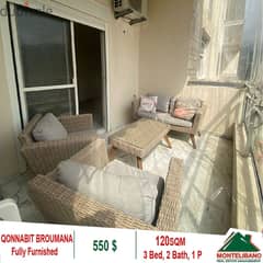 550$!! Apartment for rent located in Qonnabit Broumana