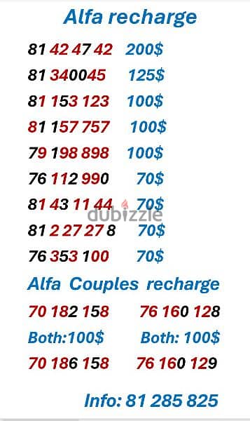 alfa special recharge numbers 6