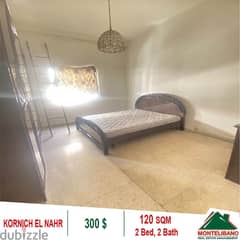 300$!!! Apartment for rent located in Kornich El Nahr!!