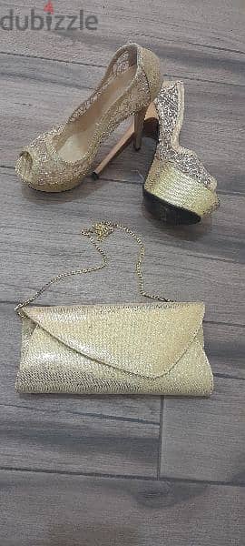 Gold Set Heels + bag 8