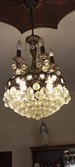 copper chandelier with crystals