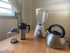 blender Hyundai + kettle tefal + coffe thermos leifheit + French press