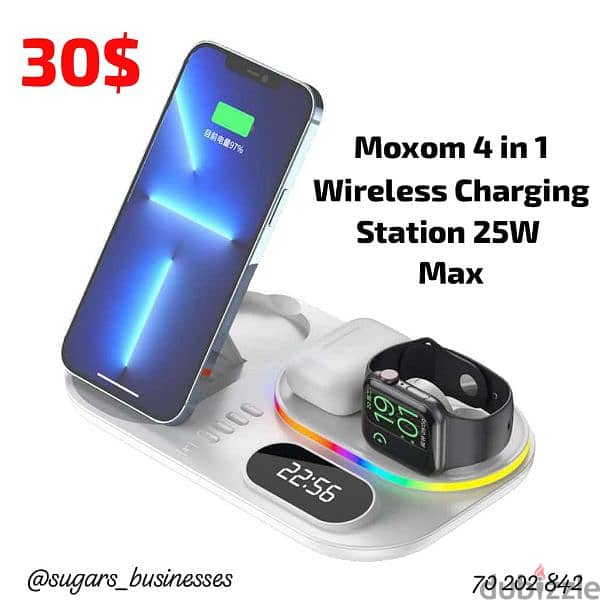 Moxom 4 in 1 Wireless Charging Station 25W Max 0