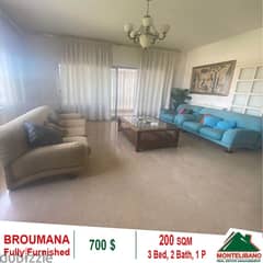 700$!! Fully Furnished Apartment for rent located in Broumana