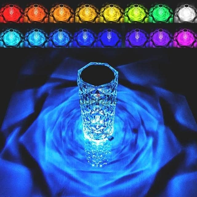 Crystal Diamond Table Lamp, Transparent 3-Color Aura/RGB 4