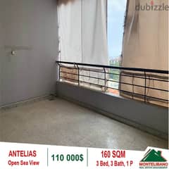 110000$!! Open Sea View Apartment for sale located in Antelias